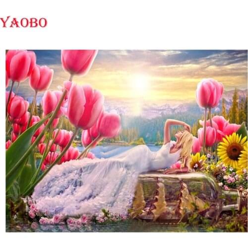 5d diy diamond embroidery beauty tulip diamond painting eigen flower foto Cross Stitch full square drill Rhinestone mosaic decor