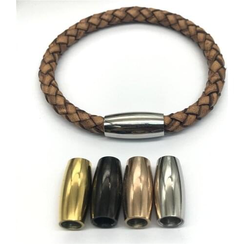 6mm High Polished Jewelry Findings Leather Bracelet Clasp DIY Stainless Steel Cylinder Magnet Hook Magnetic Clasp Wholesale