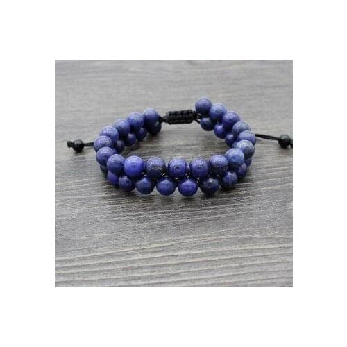 8mm dr5 two row lapis lazuli adjusted Macrame Charm Braided Braiding Rope Bangles Charm Bracelet Stone bead women men gift