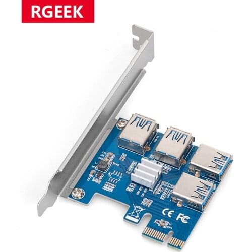 PCI E to PCIE Adapter 1 Turn 4 PCI Express Slot 1x to 16x USB 3.0 Riser Adapter Multiplier Card PCIe Converter for Miner Mining
