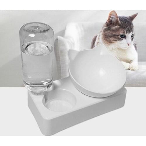 Pet Bowl Automatic Feeder Dog Cat Food Bowl with Water Dispenser Double Dog Drinking Bottle Cat Dish Bowl for Pet Food Container