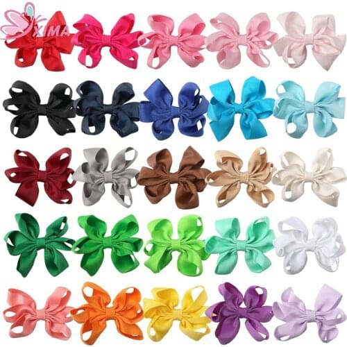 XIMA 25pcs/lot 3'' Girls Ribbon Bows WHITOUT CLIP Solid Colors Hair Bows DIY Handmade Hair Accessories