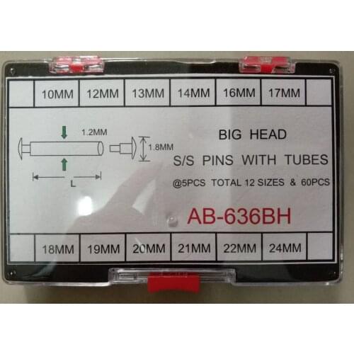 Free Shipping 1 Set Big Clasp Repair Pin Pressure Bar & Rivet Set 1.2mm 6-22mm 12 Sizes