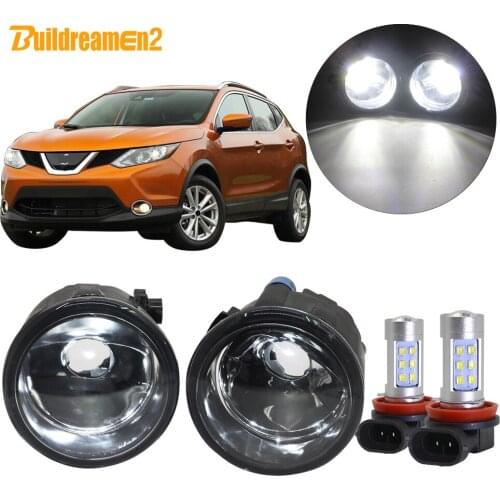 Buildreamen2 For Nissan Rogue Car H8 H11 Fog Light Kit Lampshade + Bulb Daytime Running Light DRL 12V 2010 2011 2012 2013 2014