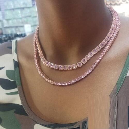 CZ cluster necklace geometric cz square beaded 5A cubic zirconia iced out bling women jewelry wedding gift