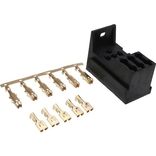 For Car Relays Single Relay & 3 Fuse Slots Base with Terminals Kit 3 Fuse Base 4&5 PIN Flasher Relay ATO Fuses Holder Socket Box