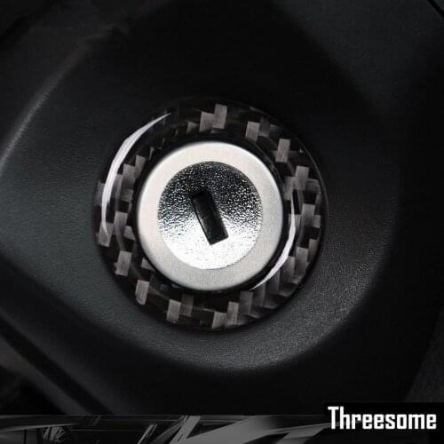 For Ford Mustang 2009-2013 Car Styling Interior Carbon Fiber Engine Start Stop Ignition Trim Sticker Key Ring Decoration Cover