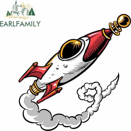 EARLFAMILY 13cm x 12.3cm for Rocket Moon Shot Black Anime Car Stickers Surfboard Windshield Decal Windows Cartoon Vinyl Car Wrap