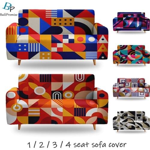 Geometric Pattern Slipcovers Sectional Elastic Stretch Sofa Cover for Living Room Bedroom Home Decoration 1/2/3/4-Seater
