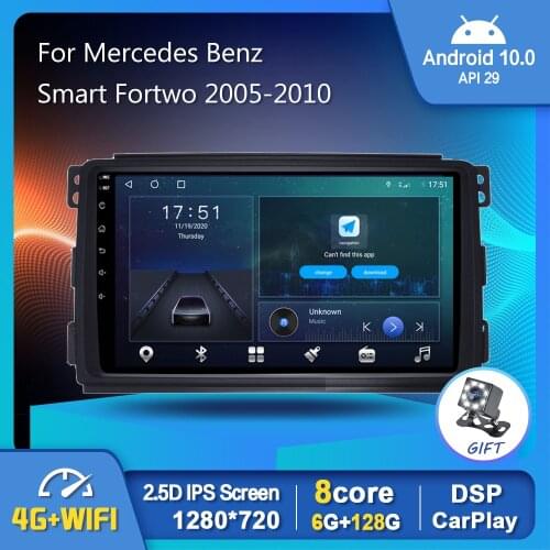 EKIY 6G 128G GPS Android 10 For Mercedes Benz Smart Fortwo 2005 2006-2010 Car Radio Carplay Auto DSP GPS Navigator No 2 din DVD