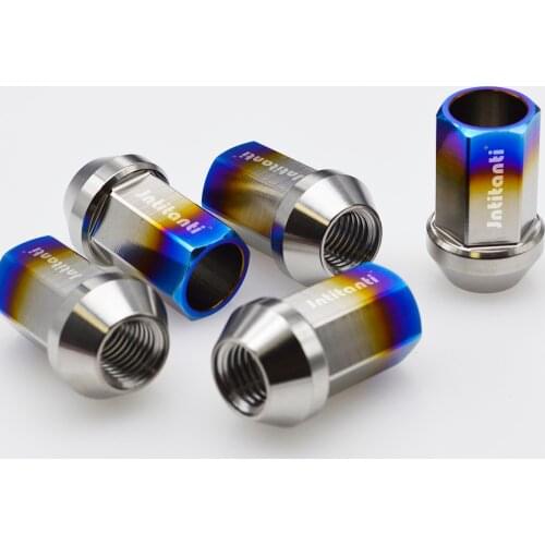 Gr5 titanium wheel hub nut M12*1.5*35 cone seat open-end burnt blue