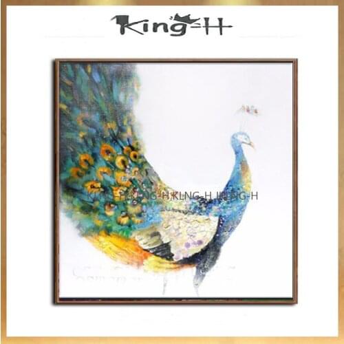 Cuchillo pintado a mano de gran calidad con dibujo de pavo real, pintura al óleo sobre lienzo, bonito arte moderno, pintura de p