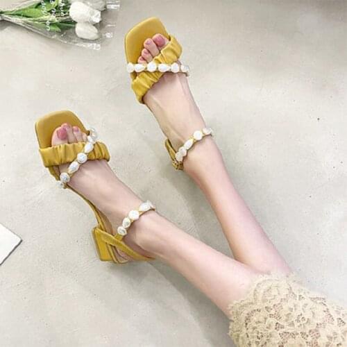 Summer Exquisite Crystal Mid-Heel Temperament Open-Toe Sexy Ladies Sandals Hot Sale Casual Roman Shoes Large Size 35-40