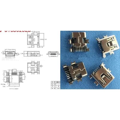 MICRO USB 5P V3 heavy plate tail plug pin 1.7MM flat,Female plug pin 4pin Fixed SMD ,Tail Charging socket ,new and original