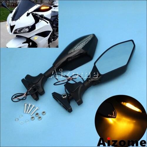 Moto LED Turn Signals Mirrors Side Mirrors For Honda Yamaha Suzuki Kawasaki Triumph ZX9 ZX10R ZX-12R YZF FZ1 FZ6 GSX-R GSF CBR