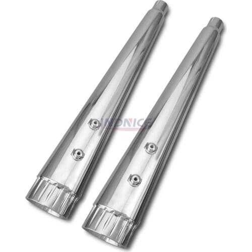 Motorcycle Chrome Megaphone Exhaust Pipes Slip-On Mufflers For Harley Touring Ultra Classic Road Glide 2016 Below