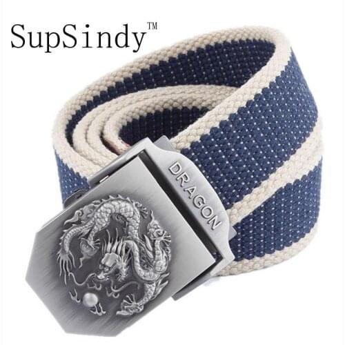 SupSindy men&women Canvas belt Dragon metal buckle waistband military belt Army tactical belts for Men high quality male strap
