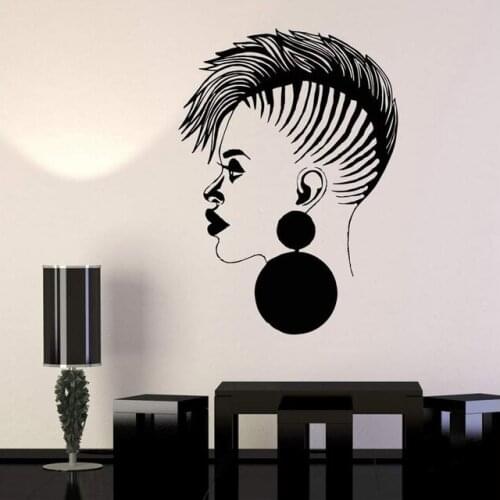 Beauty Salon African Woman Black Lady Stickers Barber Shop Window Sign Store Wall Decor personal Hair Salon Vinyl Wall Decal