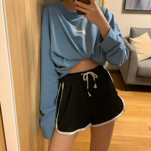 New 2021 Summer Women Sports Shorts Short Pants Gym Workout Waistband Running Jogging Yoga Short Dropship
