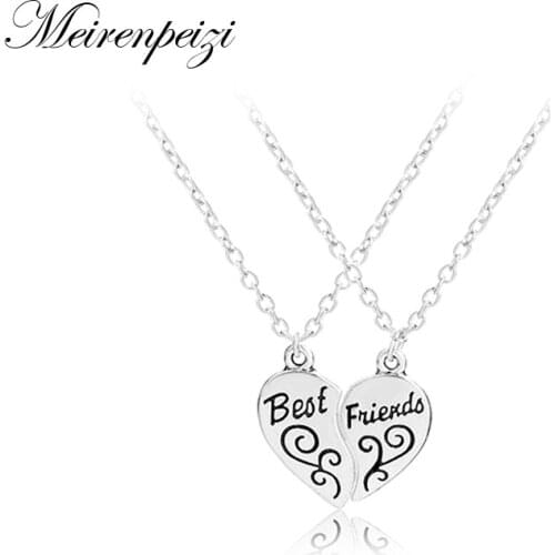 Hot Sale Best Friends Forever BFF Broken Heart 2 Parts Necklace Heart Pendant Trendy Jewelry Friendship Gift