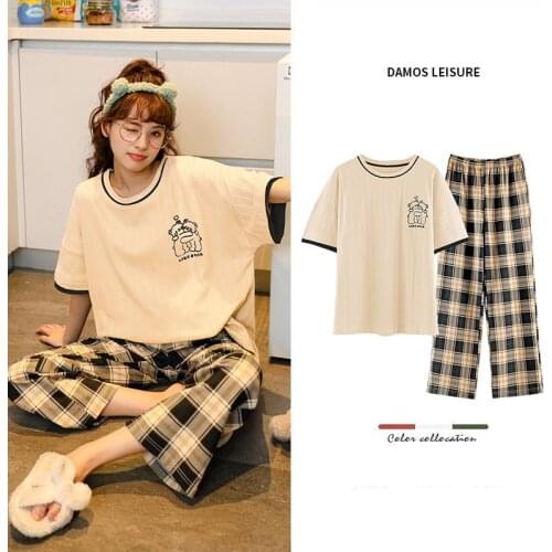 Short-Sleeved Trousers Pajamas Women Summer Pure Cotton Spring And Autumn Thin Section 2021 New Home Service Women Trouser Suits