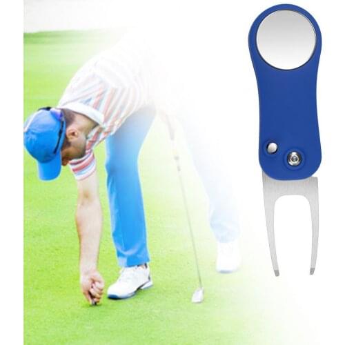 Putting Green Fork Green Stainless Steel Fork Foldable Marker Multifunctional Portable Outdoor Golf Weeding golf accessories