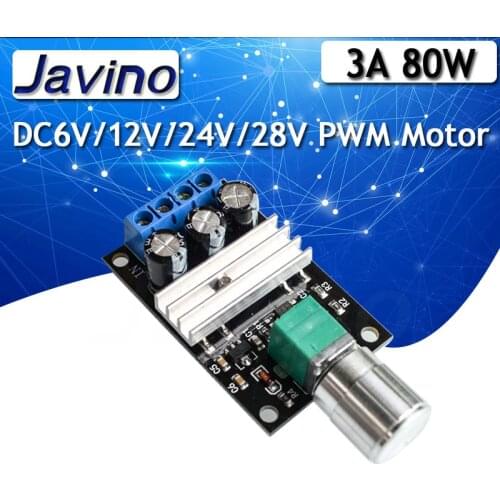 DC 6V 12V 24V 28VDC 3A 80W PWM Motor Speed Controller Regulator Adjustable Variable Speed Control With Potentiometer Switch