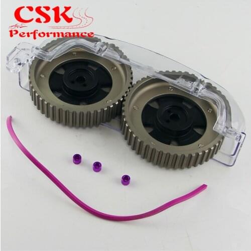 Cam Gear Pulley + Cam Cover Fit For Mitsubishi EVO 1-3 Eclipse DSM 4G63 92-95 Black