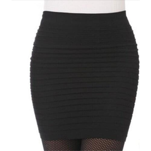 VIIANLES Above Knee Bodycon Sexy Skirt Women Striped Mini Skirt Short A-line Fashion Black Red Blue Orange