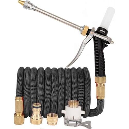 High Pressure Foam Water Gun Flexible Garden Hose Expandable EU Car Wash Magic Pipe With Metal Spray Gun For Outdoor Watering