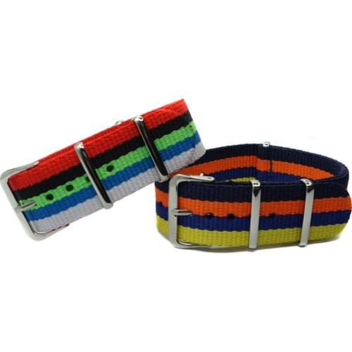 YQI 20mm Nylon Watch Bnad Fiber Stripe Watch Strap Stainless Steel Buckle Watch Men Woman for DW Rainbow Colorful