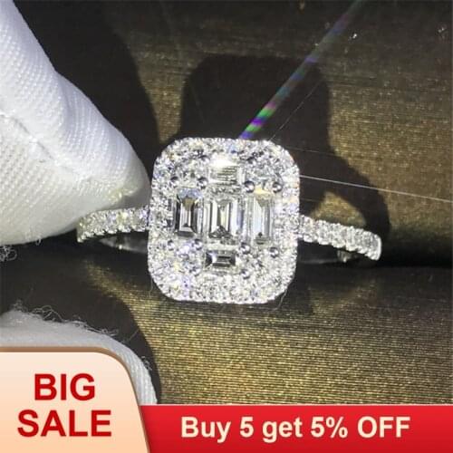 Fine Jewelry 100% Real 925 Sterling silver ring T shape AAAAA Zircon Cz Engagement wedding band rings for women Bridal jewelry