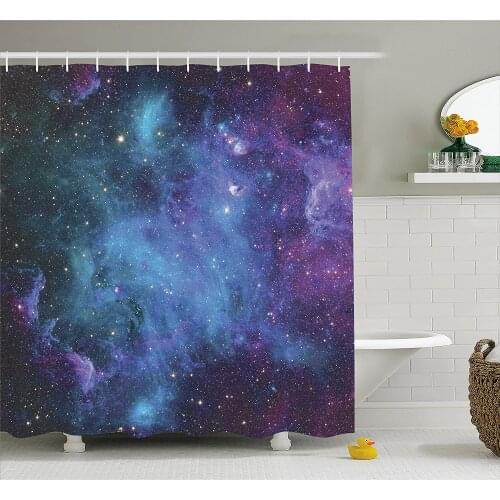 Space Shower Curtain Galaxy Stars in Space Celestial Astronomic Planets in The Universe Milky Way Print Bath Curtains