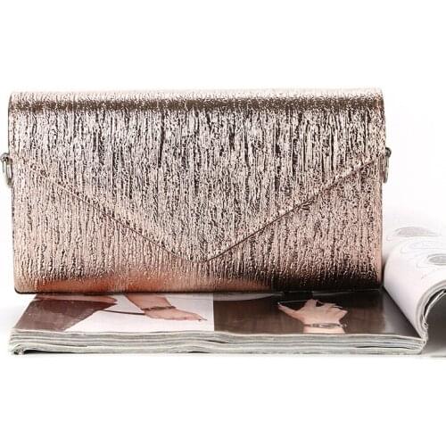 Fashion Hairline Finish PU Evening Bag Women Flap Cover Clutches Bag for Phone Wallet Lipstick Wedding Party Chain Shoulder Bag