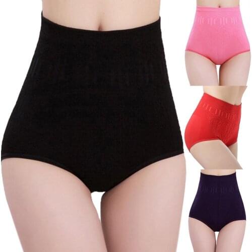 Women Solid Color Seamless High Waist Shapewear Tummy Control Corset Briefs Plus size Knickers