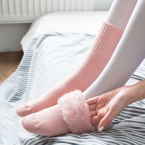 Winter Thicken Warm Womens Socks Solid Black White Velvet Boots Floor Sleeping Sock Thermal Warmer Snow Sock for Christmas Gift