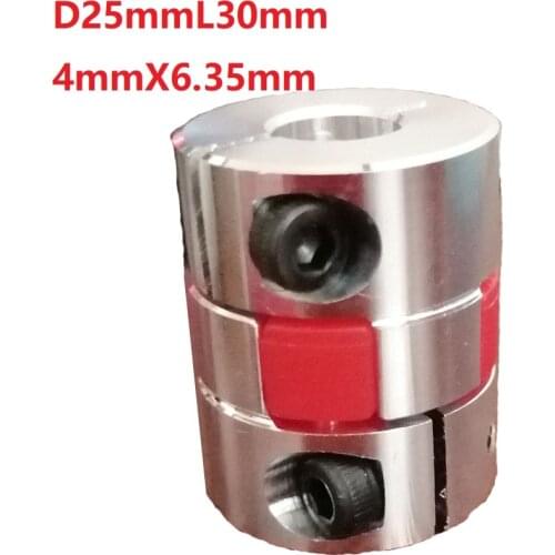 1pcs 4x6.35 D25L30 Aluminium Shaft Plum blossom Coupling Motor Connector Flexible shaft