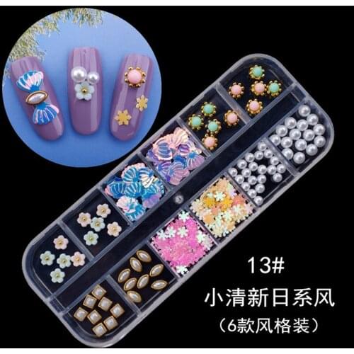 10 Design/set Nail Art 3D Decorations Pearl Star Crystal Diamond Feathers Charm Metal Frame Rivets Nail Sequin Accessories