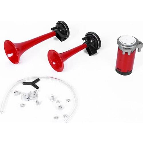 Red 2pcs/Set Auto Air Horn Air Sound Signal Beep Alarm Subwoofer Accessories For Car 12V Loud Electric Horn Sound Speakers