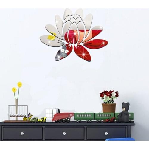 3D Mirror Stickers Removable Wall Sticker Home Wall Decor DIY Flower Pattern Decal Art Posters Living Room Decoration