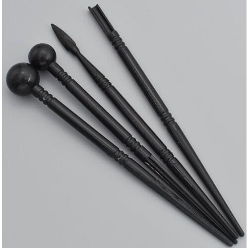 4Pcs/lot Black Color Ceramic Polymer Clay Brush Diy Carving Craft Tool Ceramics Manual Pill Stick Pottery Tools
