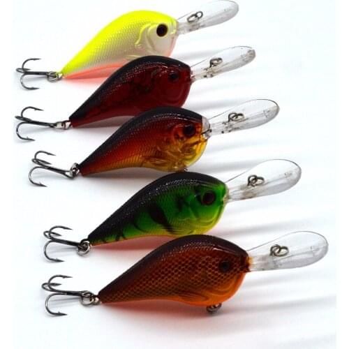5pcs/lot 9.5cm/3.74in 11g/0.39oz Clubby Fatty 3D Eyes Artificial Hard Fishing Lure Crank Bait Bright Color Pesca Fishing Tackle