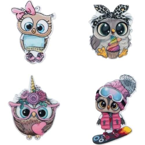 Cute Owl Acrylic Flatback Planar Resins DIY Sew For Bow-knot Gift Crafts Jewelry Accessories ,5Yc17478