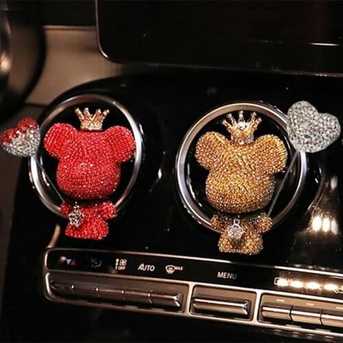 Car Perfume Aroma Car Air Conditioning Air Outlet Light Fragrance Balloon Diamodn Cute Bear Car Interior Decoration Gift