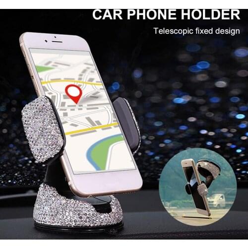 360° 3in1 Car Phone Holder Crystal Phone Bracket Rotating Dashboard Windshield Air Vents Phone Holder Supplies Car Accessories