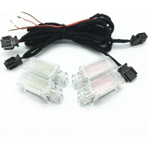 Car Interior Red/White LED Door Panel Warning Light With Cable For A3 S3 A4 S4 B8 A5 A6 S6 C7 A7 A8 Q3 Q5 Q7 TT RS3 RS4 TTRS