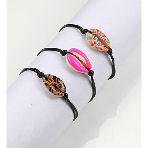 Bohemia Colorful Shell Rope Chain Bracelet Charm Women Natural Sea Shell Cowrie Bracelet Anklet Foot Jewelry Gift Wholesale