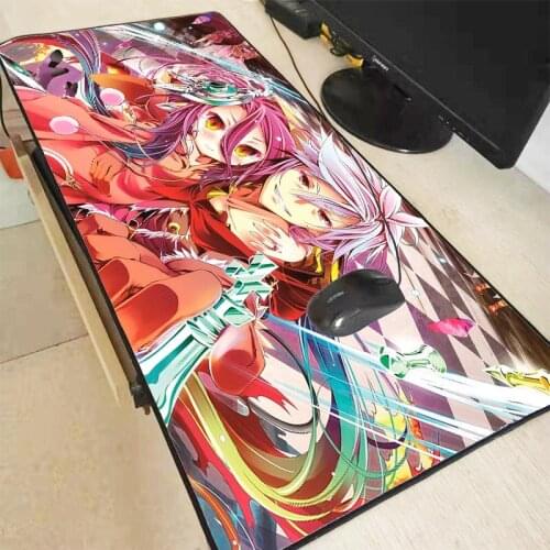 XGZ NO Game No Life Anime Large Mouse Pad Mousepad Natural Rubber Gaming Table Mouse Mat with Locking Edge for CSGO DOTA 2 XXL