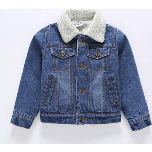 2019 New Children Winter Denim Jacket Girls Boys Washed Thick Warm Cashmere Coat Kids Plus Cashmere Fashion Jacket Clothes 2-8 Y