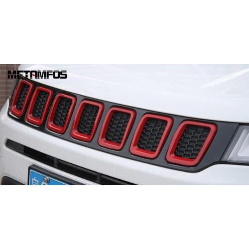 For Jeep Compass 2017-2020 2021 Front Hood Center Grille Grill Cover Trim Molding Sticker Frame Exterior Accessories Car Styling